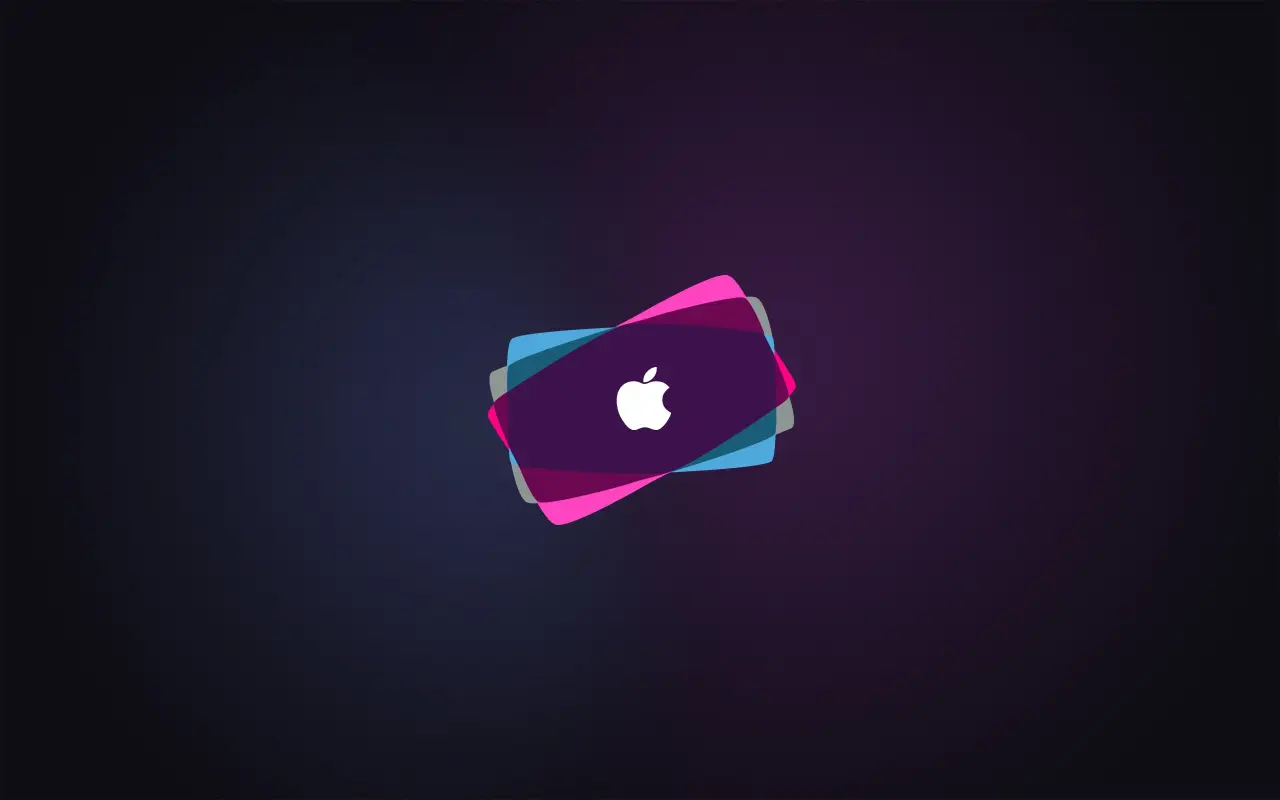 Stacked Layers Apple Logo – black and blue desktop wallpaper, 2560×1600