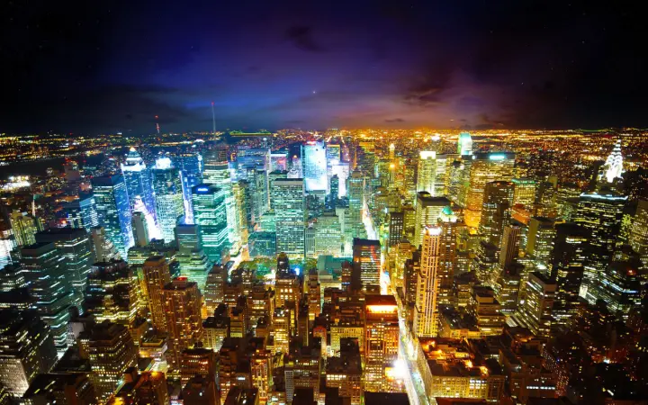 Neon Metropolis Skyline Night as a phone lock screen