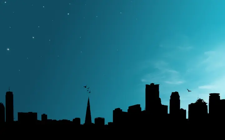 Quiet City Night Skyline as a phone lock screen