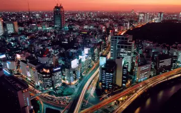 Neon Metropolis At Sunset wallpaper