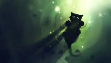 Curious Cat in Green wallpaper