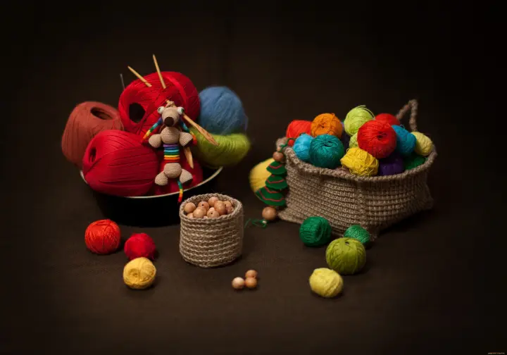 Crafts of Colorful Yarn as a phone lock screen