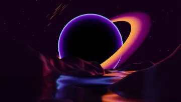 Neon Ringed Planet wallpaper