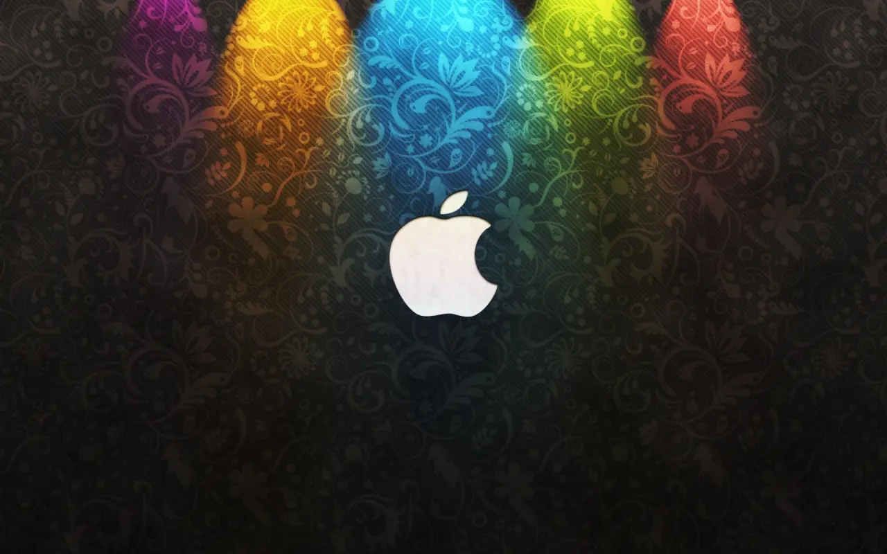 Colorful Apple Floral Pattern – black and grey desktop wallpaper, 1920×1200