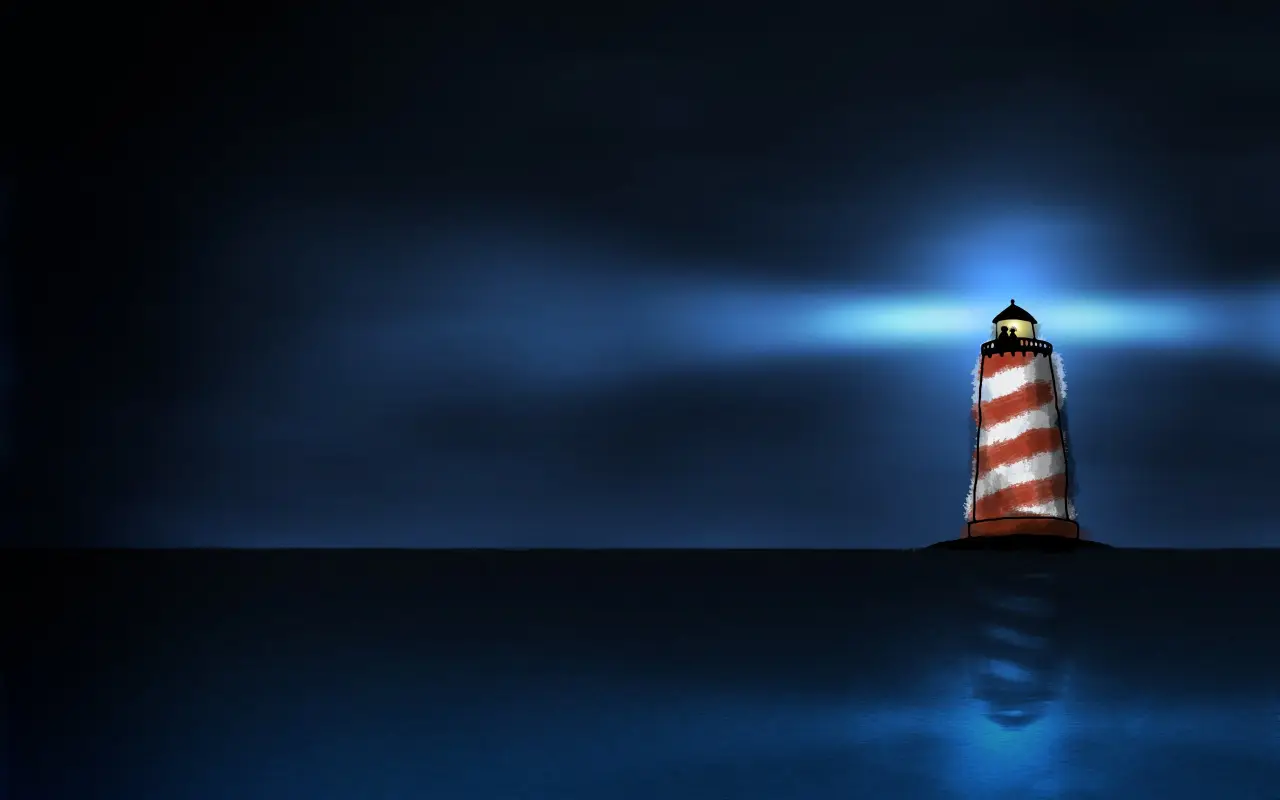 Beacon in the Dark – black and blue desktop wallpaper, 2560×1600