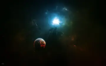 Fiery Planet in Deep Space wallpaper