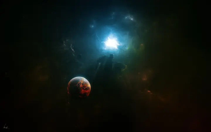 Fiery Planet in Deep Space as a phone lock screen