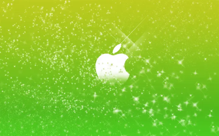 Glowing Green Apple Logo as a phone lock screen
