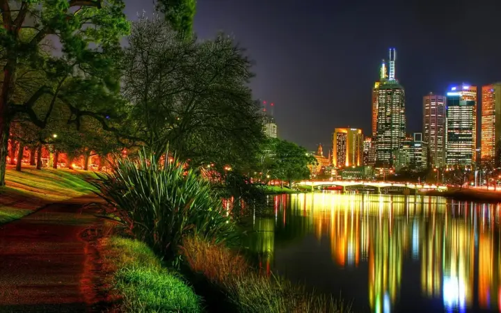 Night Reflection Over City Waters as a phone lock screen