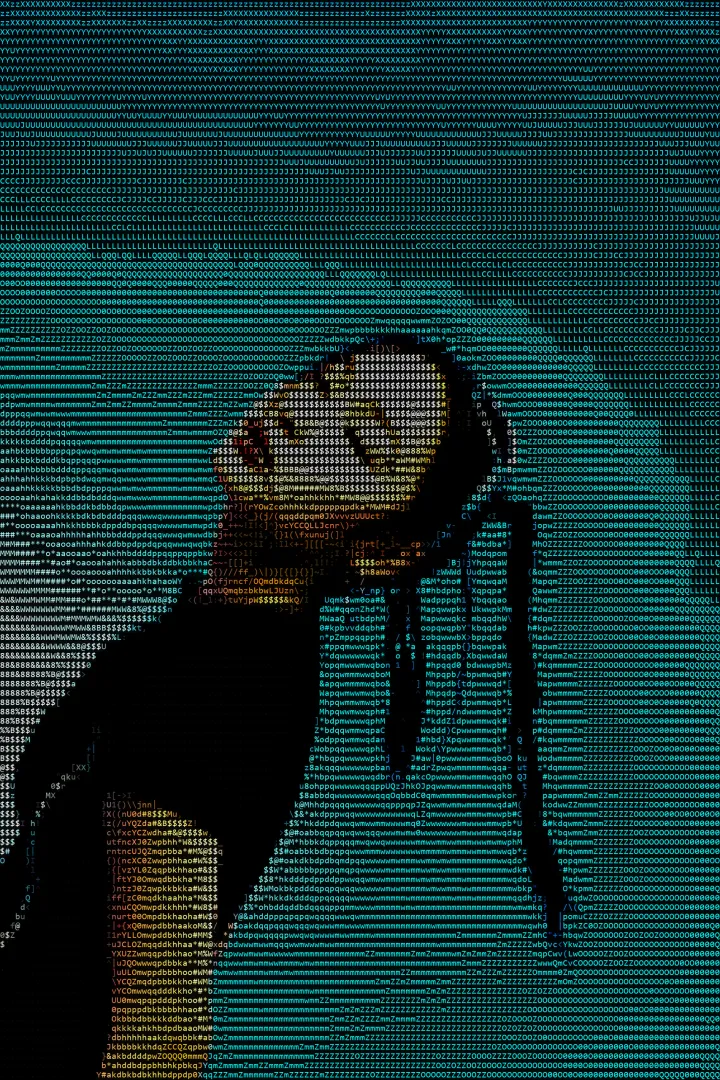 Digital ASCII Human Silhouette as a phone lock screen