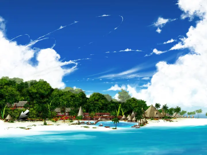 Tropical Island Resort Getaway as a phone lock screen
