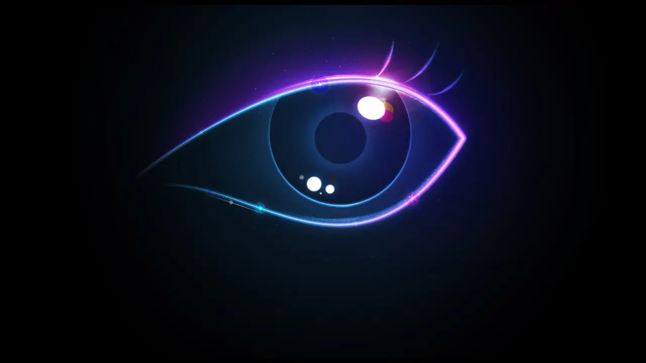 Neon Gaze in Darkness – black and blue desktop wallpaper, 1920×1080