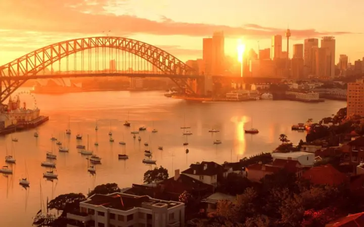 Golden Sunset Over Sydney as a phone lock screen