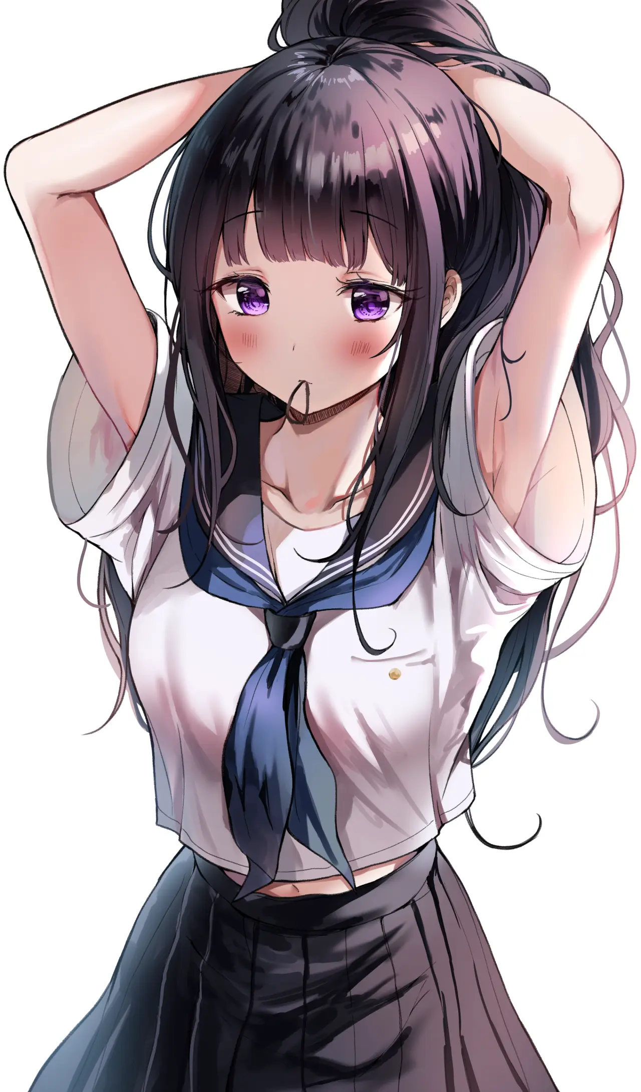 Tying Up Dark Hair – white and black phone wallpaper, 2480×4225