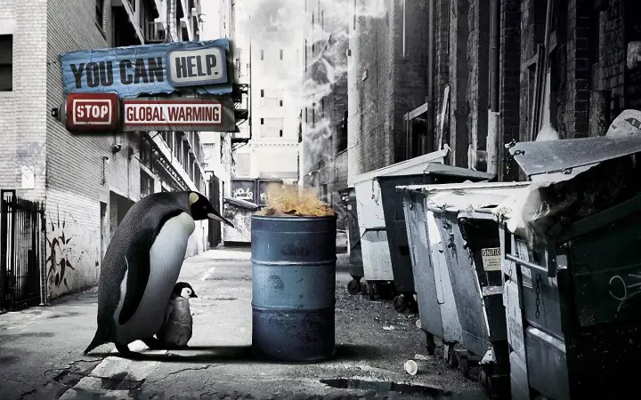 Penguins In The City as a phone lock screen