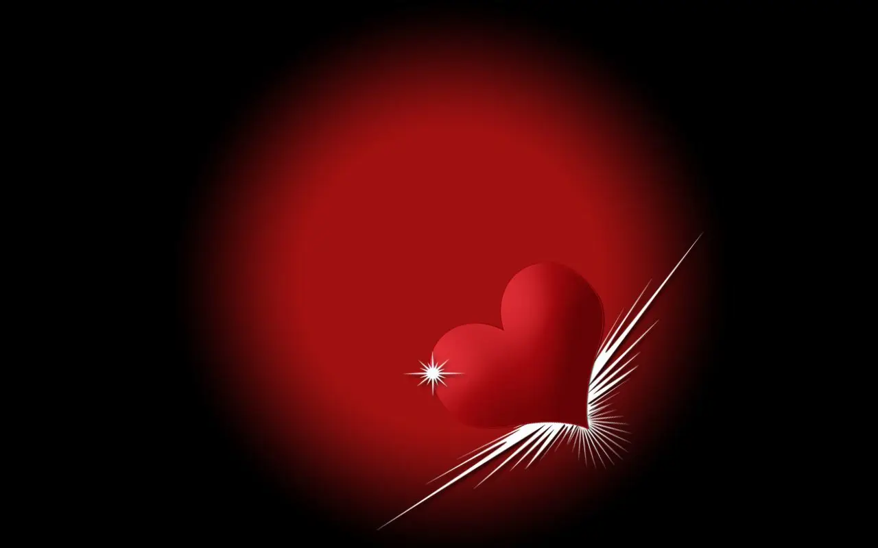 Gleaming Red Heart – black and brown desktop wallpaper, 1280×800