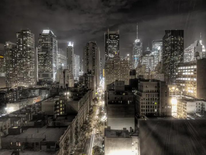 Midnight Metropolis Skyline as a phone lock screen