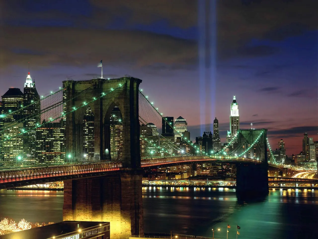Brooklyn Bridge At Night – black and grey desktop wallpaper, 1600×1200
