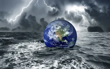 Earth Amidst Stormy Seas wallpaper