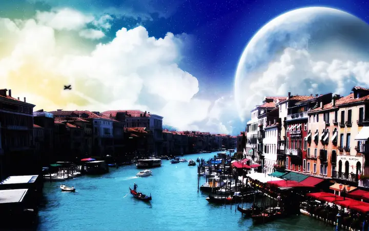 Moonlit Canals Of Venice as a phone lock screen