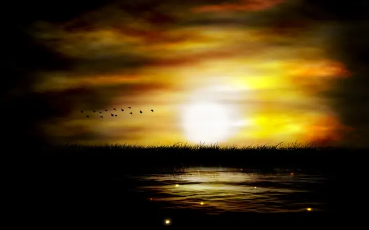 Golden Sunset Over Water as a phone lock screen