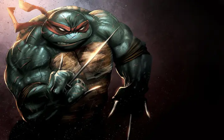 Fierce Ninja Turtle Warrior as a phone lock screen