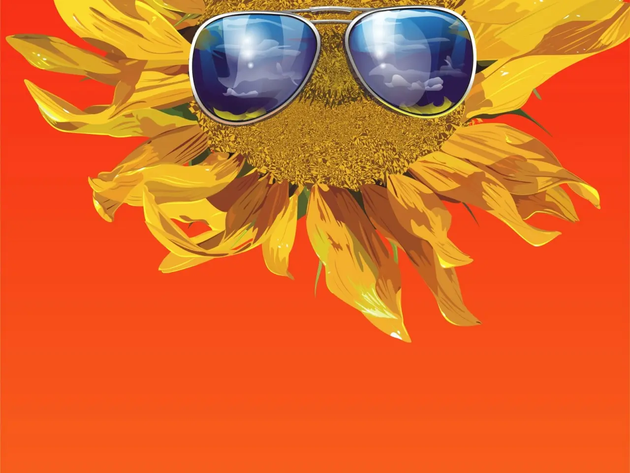 Cool Summer Sunflower – orange and brown desktop wallpaper, 1600×1200