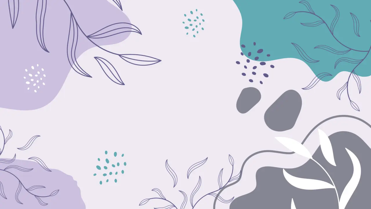 Soft Botanical Abstract Shapes – white and teal desktop wallpaper, 1920×1080