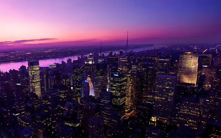 Purple Sunset Over Manhattan as a phone lock screen