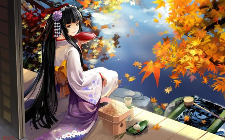 Autumn Tea By The Water as a phone lock screen