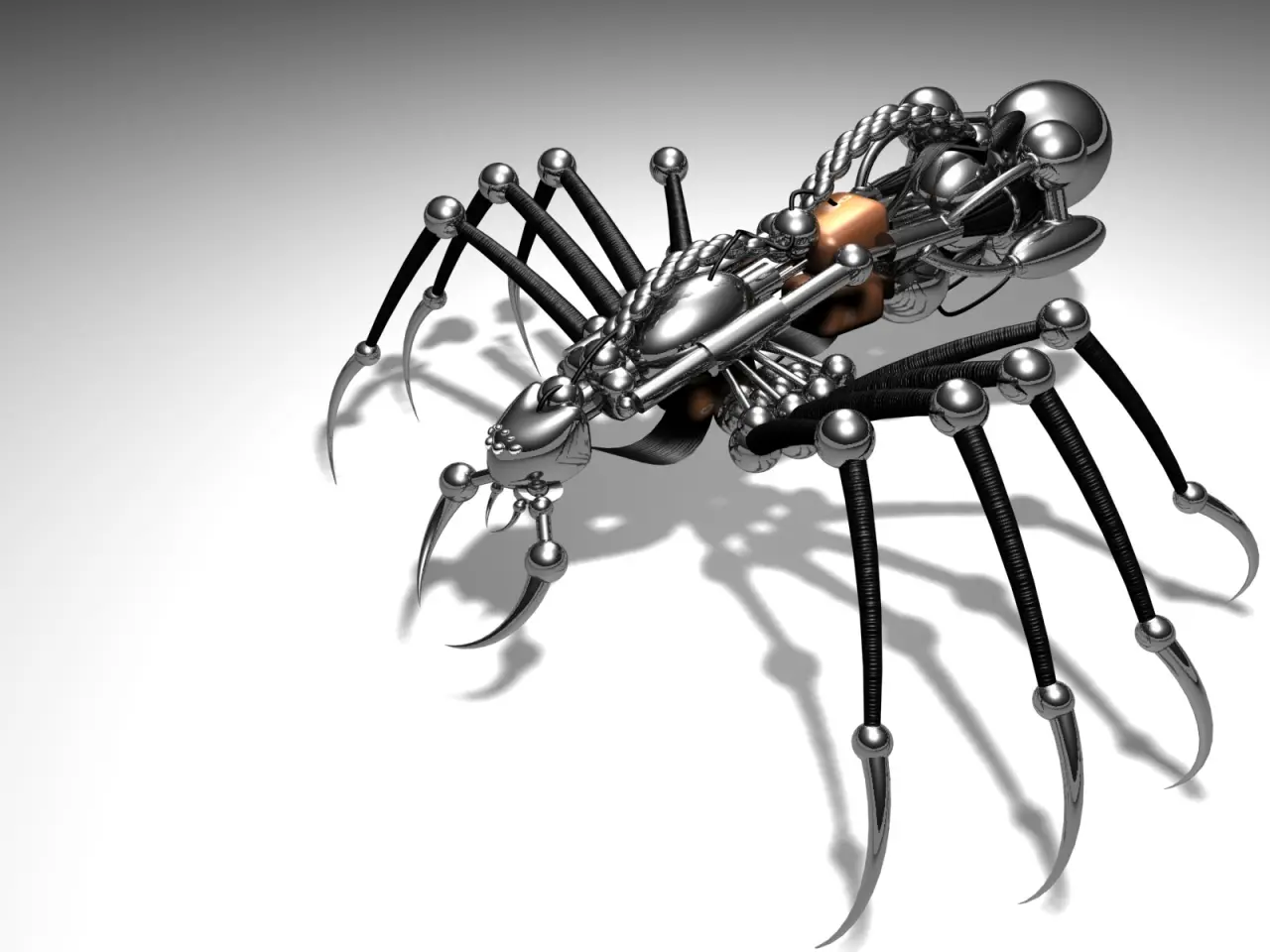 Mechanical Iron Spider – white and grey desktop wallpaper, 1600×1200