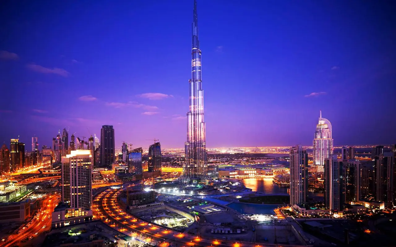 Towering Dubai Skyline At Dusk – blue and black desktop wallpaper, 1680×1050