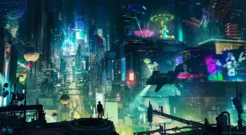 Neon Metropolis Night View wallpaper