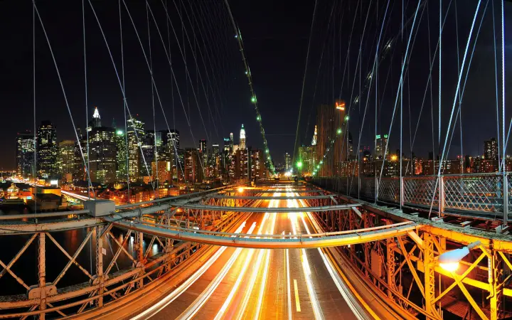 Midnight Bridge Light Trails as a phone lock screen