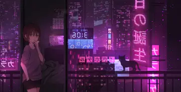 Neon Rain City Nights wallpaper