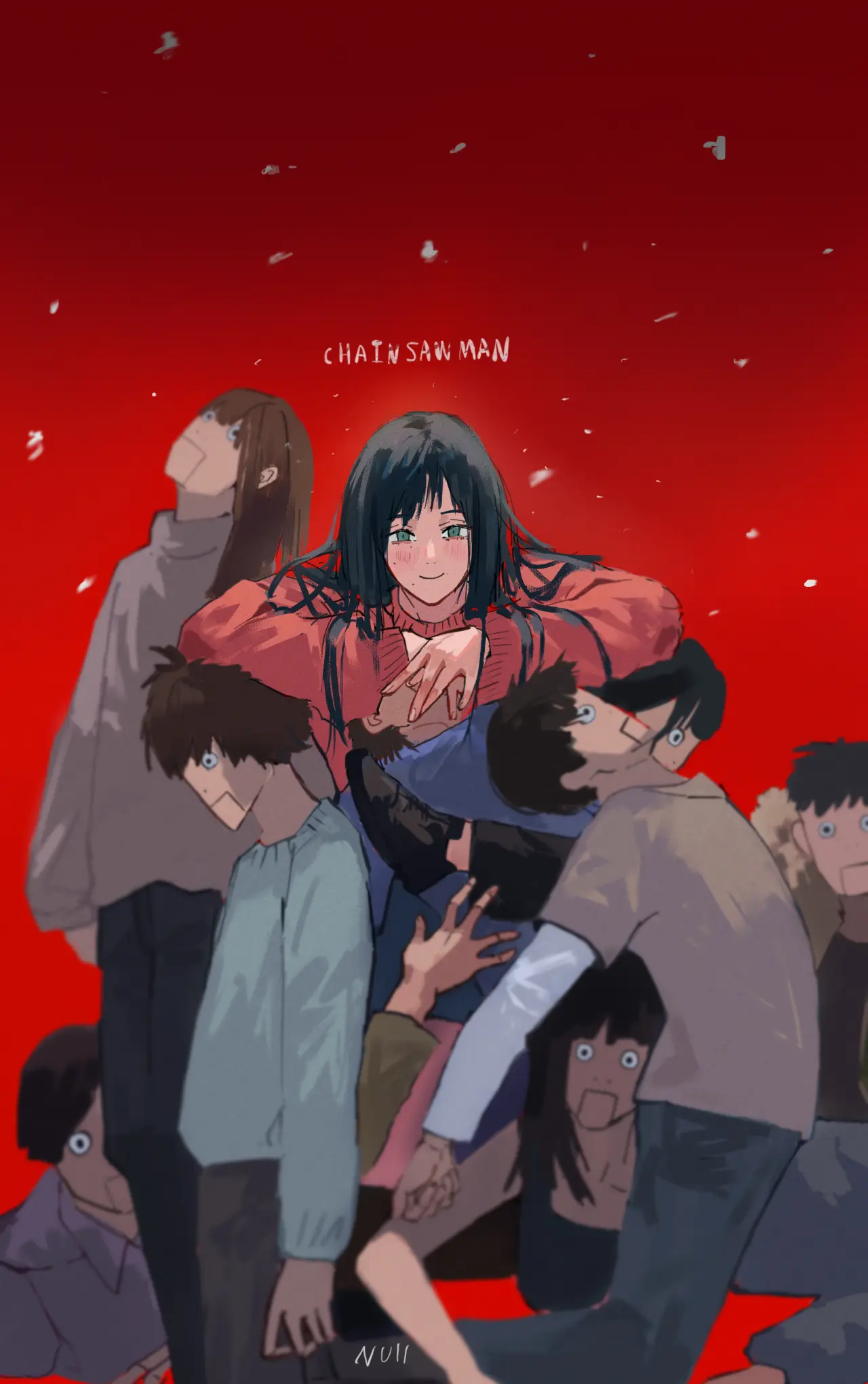 Chainsaw Man Crowd – brown and grey tablet wallpaper, 1853×2953