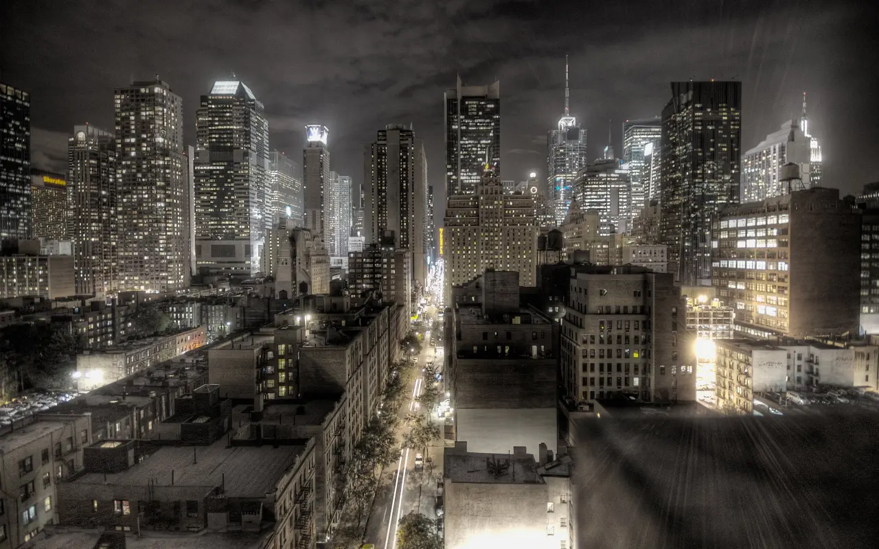 Midnight City Lights – grey and black desktop wallpaper, 2560×1600