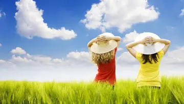 Sun Hats in the Meadow wallpaper
