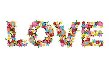 Floral Love Word Art wallpaper