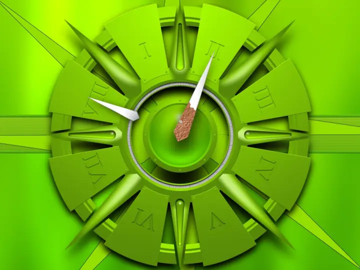 Mechanical Time In Green as a phone lock screen