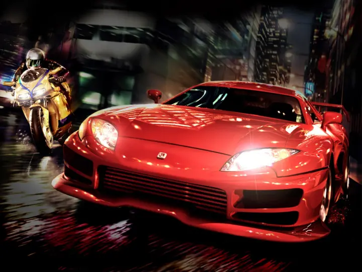 Red Sports Car And Motorcycle as a phone lock screen