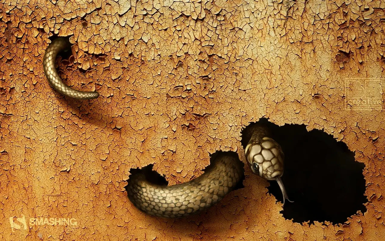 Snake In Cracked Wall – brown and beige desktop wallpaper, 1920×1200