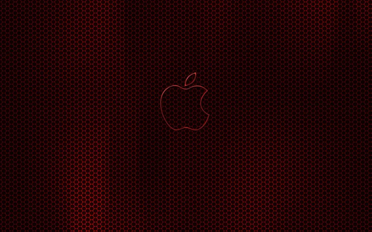 Crimson Carbon Apple – black desktop wallpaper, 1920×1200