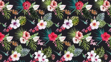 Tropical Floral Night Pattern wallpaper
