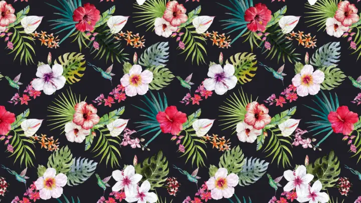 Tropical Floral Night Pattern as a phone lock screen