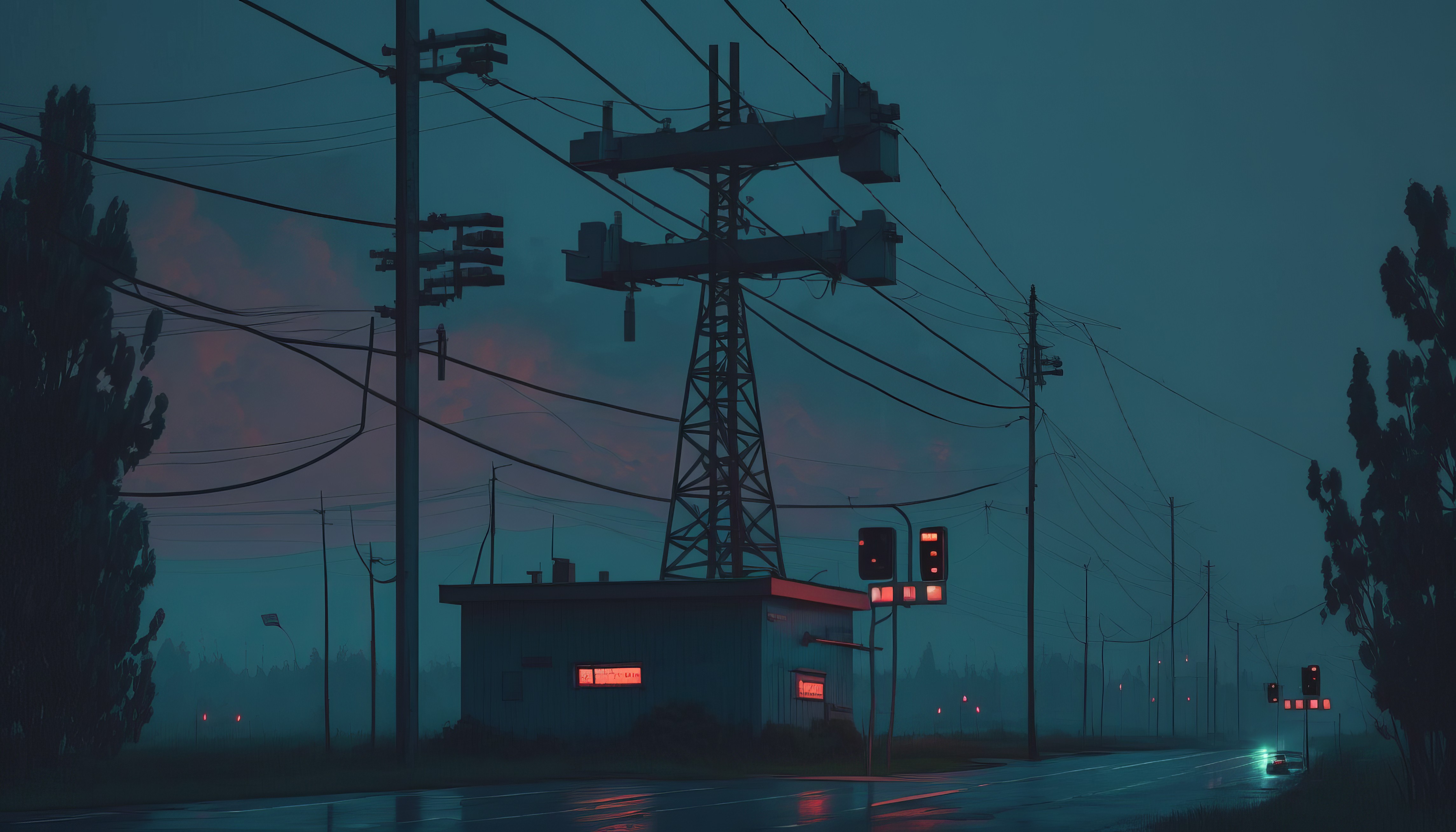 Quiet Twilight Power Lines Desktop Wallpaper 4K – Looksets