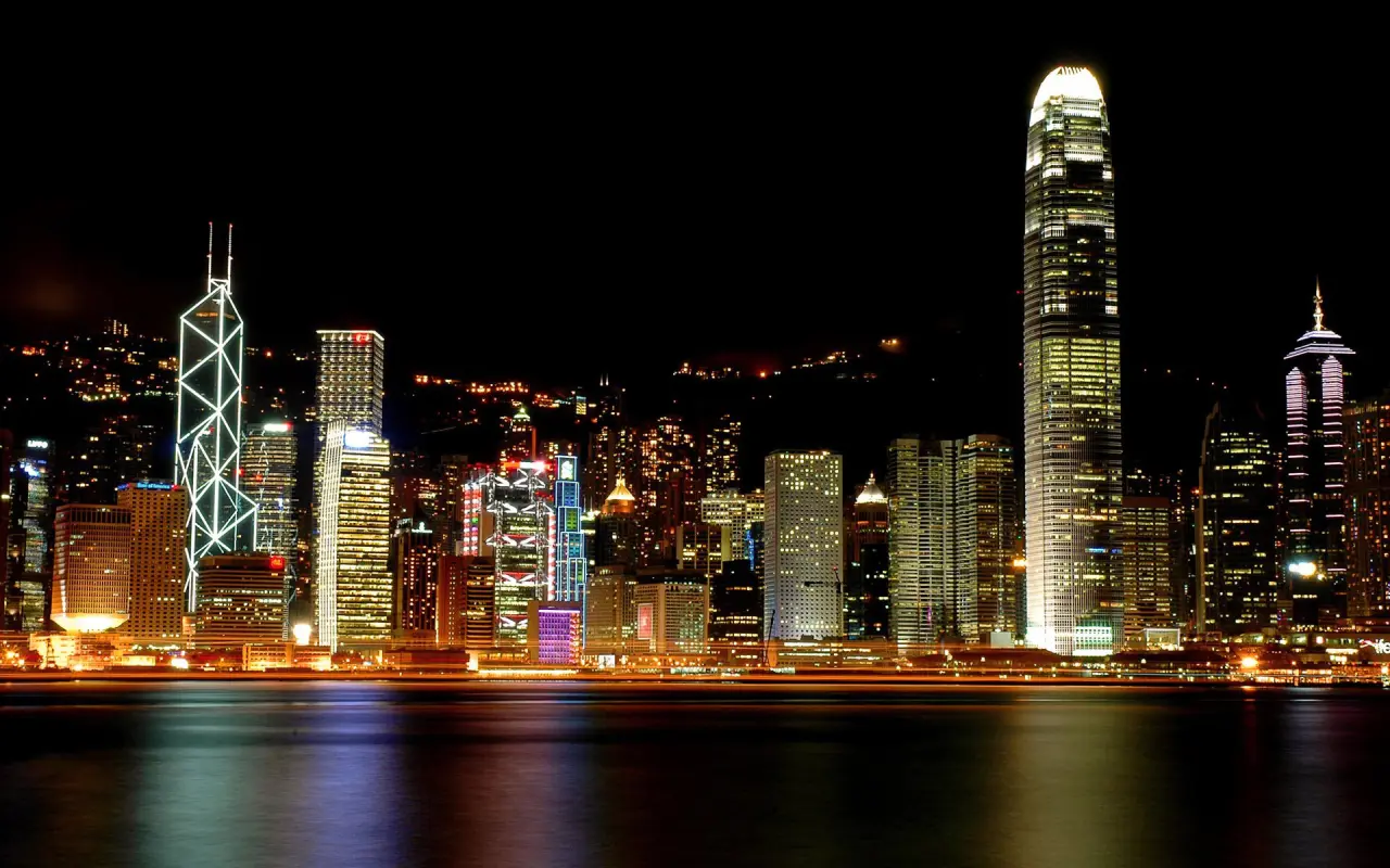 Neon Lights Of Hong Kong – black and brown desktop wallpaper, 1920×1200