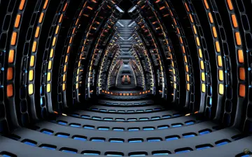 Neon Corridor Perspective wallpaper