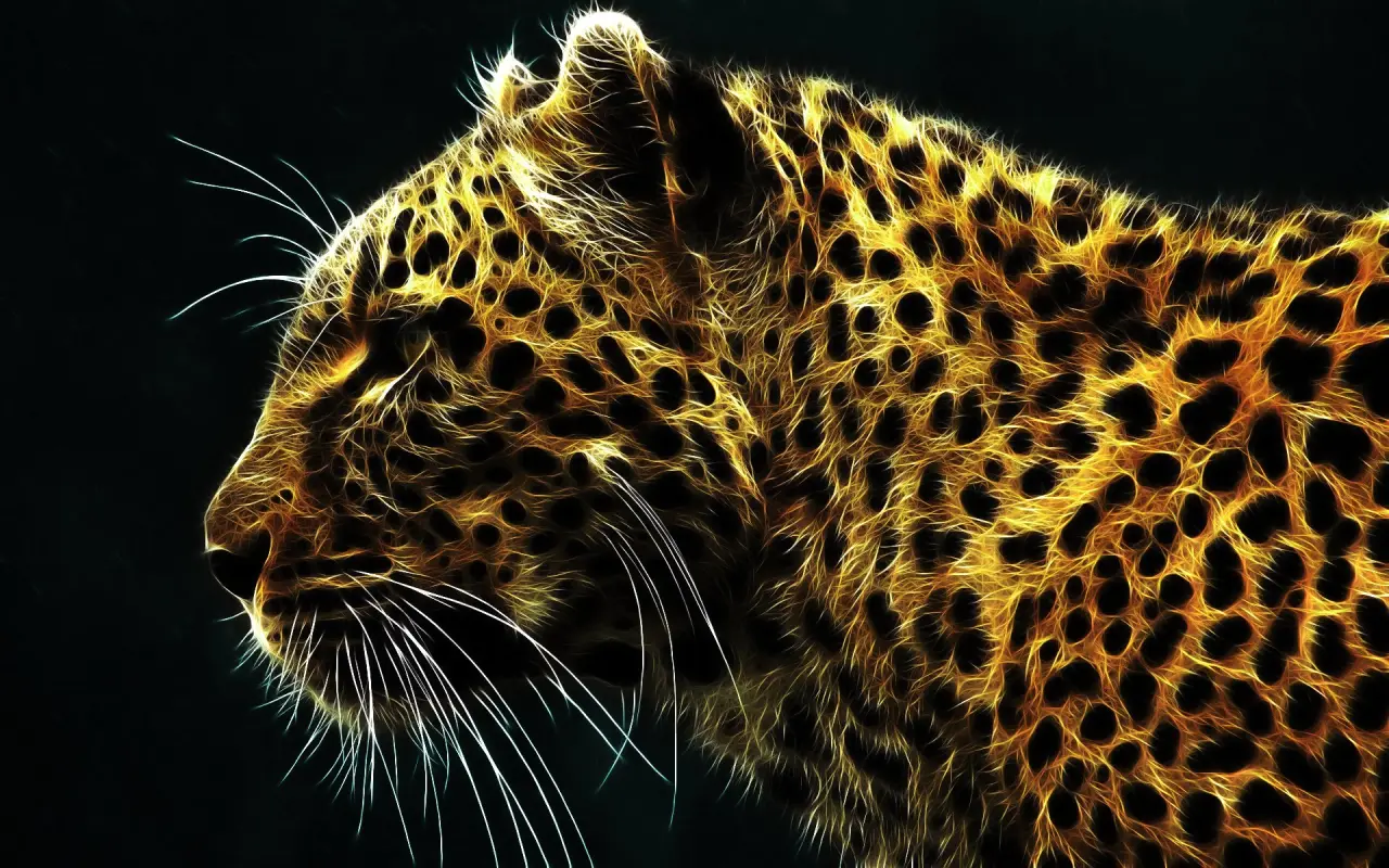 Neon Leopard Energy – black and brown desktop wallpaper, 1920×1200