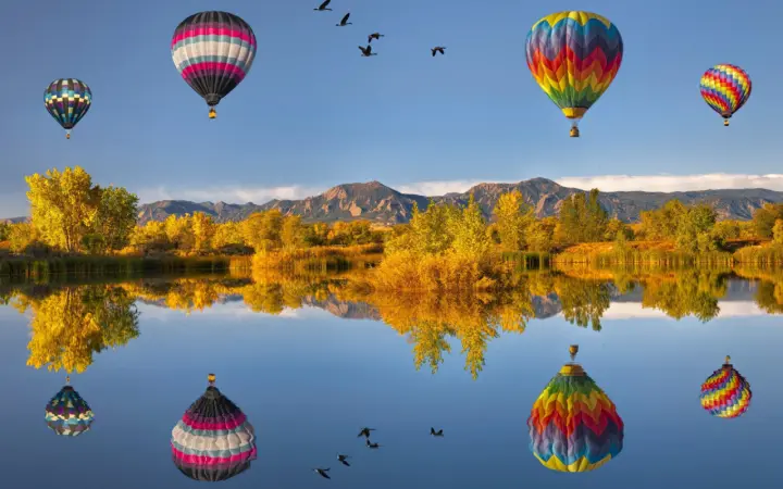 Balloons Over Calm Lake as a phone lock screen